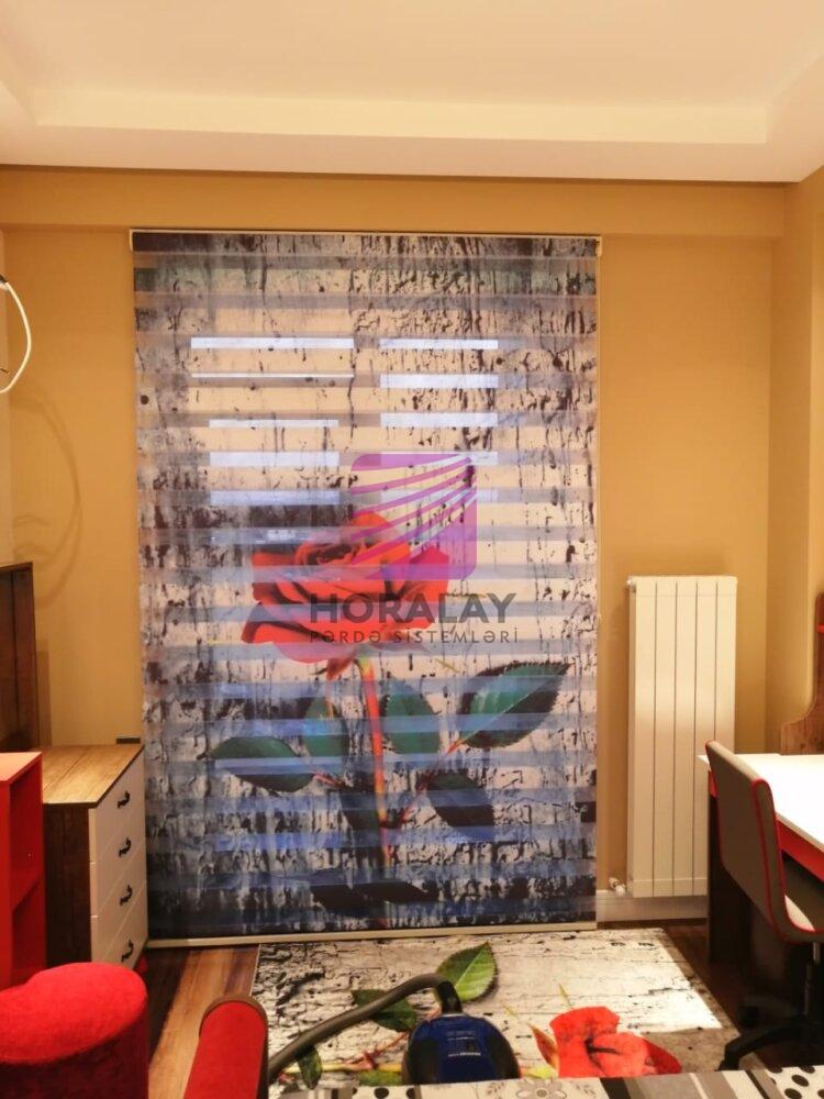 Dijital Baskılı Zebra pərdə