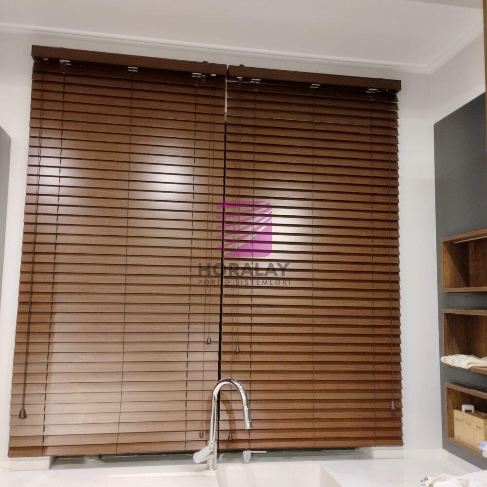 Taxta görünüşlü plastik jalüz pərdə (50 mm lik)